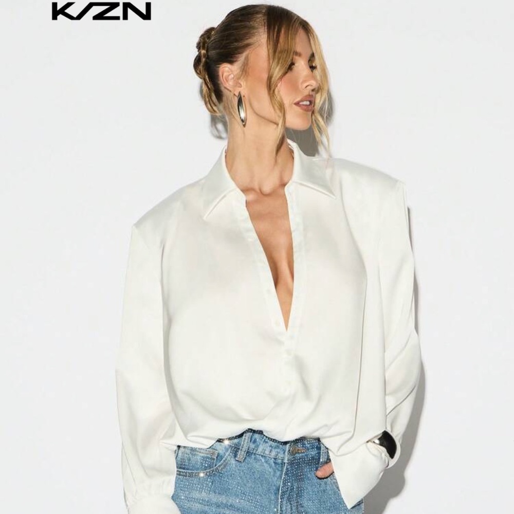 KIZN White Button-Up Bodysuit